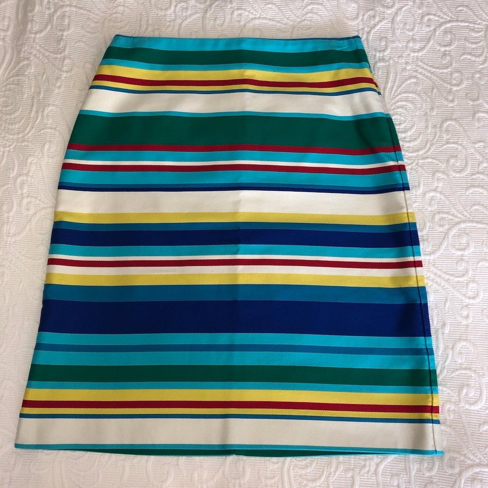 Talbots Petite Striped Cotton Pencil Skirt Preppy